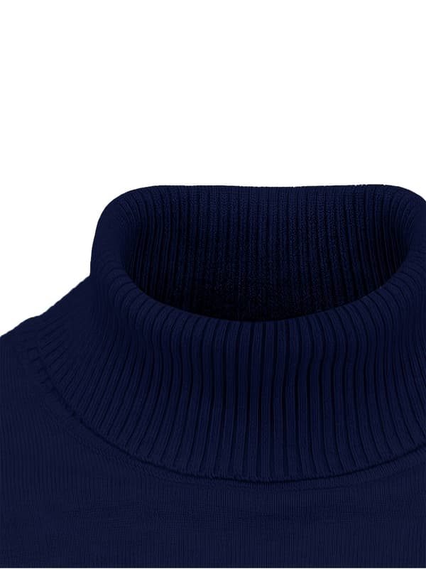 stk herresweatere høj hals lange ærmer - bløde, elastiske, afslappede pullovers til efterår/vinter & fitness L Marinblå+grå