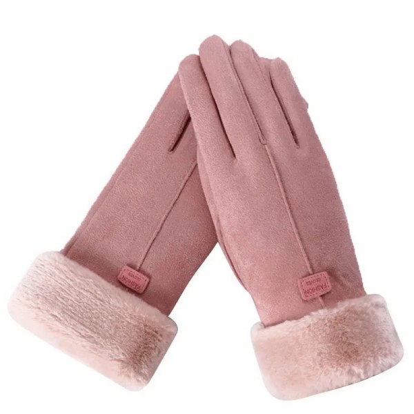 Nya Modehandskar Höst Vinter Söta Fluffiga Varma Vantar Fullfinger Vantar Kvinnor Utomhus Sport Damhandskar Skärm Pink One Size