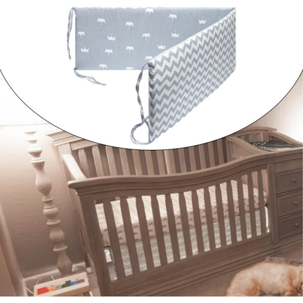 Mjuk Spjälsängsskydd Spjälkuddar Runt Flickor Flickor Småbarn Barn Nyfödd Nyfödd Grå Grey 10x43cm