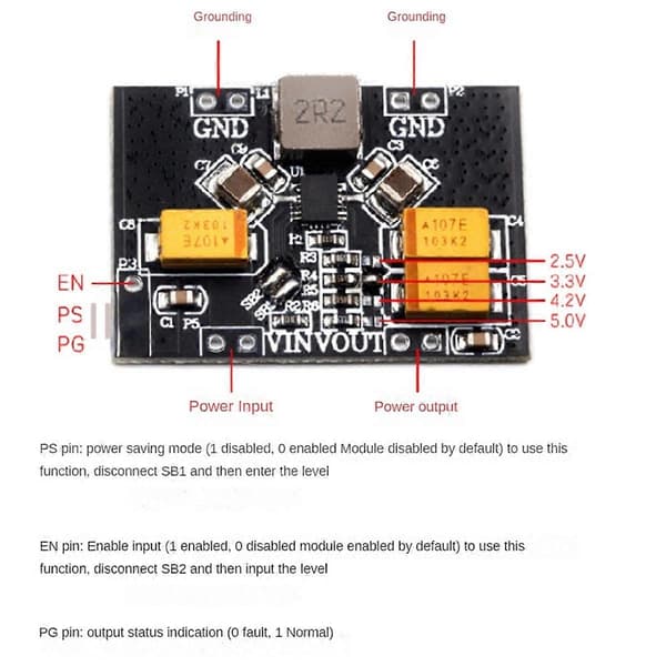 TPS63020 Automaattinen Buck-boost Step up Down Virtalähdemoduuli 3.3V