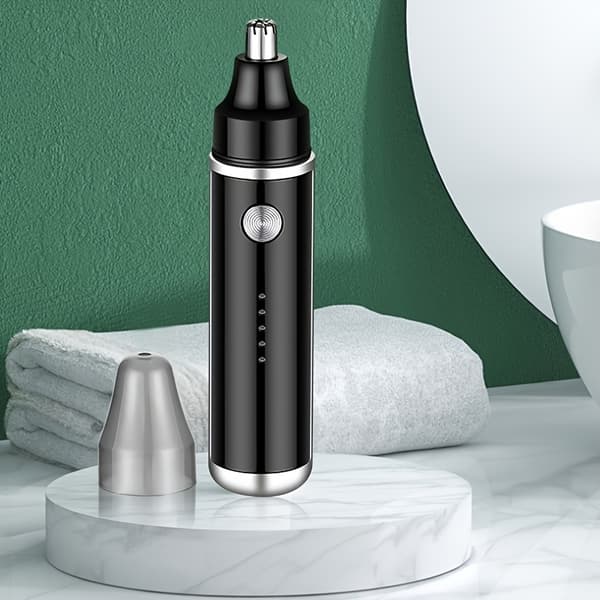 FEIYBA Elektrisk Nese- og Ørehårstrimmer - USB-drevet, rustfrie stålblader Black+Øreprop