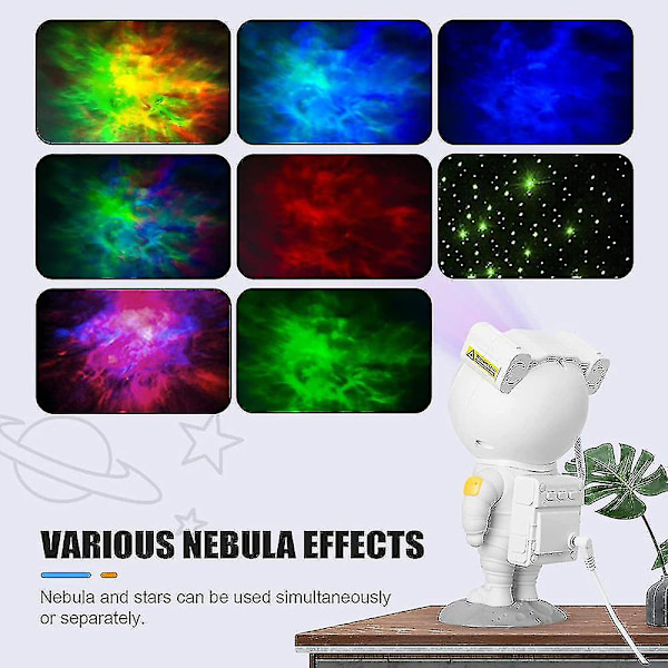 Stjerneprojektor Galaxy Natlampe Astronaut Stjernefyldt Nebula Loft LED Lampe Med Fjernbetjening