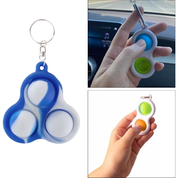 Baby Nyckelring Stress Relief Mini Sensory Toy Blå Vit 3 Circles