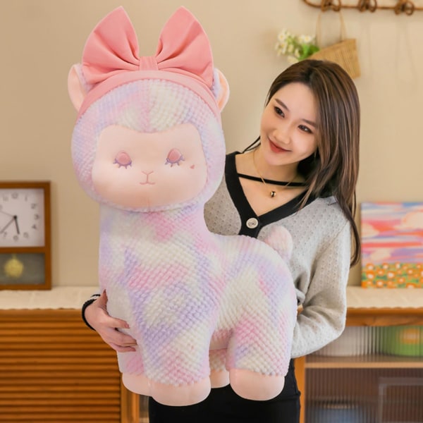 Kawaii Alpaca Plyschleksak Tecknad Plyschleksak Kudde Mjuk Bekväm Hudvänlig Plyschdocka För Vuxna Barn Pojkar Och Flickor Pink 25cm
