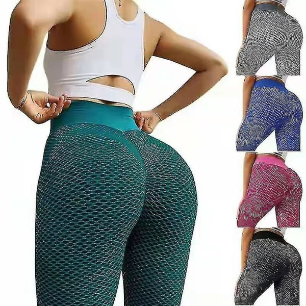 Yoga Leggings Jacquard Fitness Push Up Leggings Sommar Kvinnor Elastisk träningsbyxa Sport Löpning Träning Sexiga gymbyxor Dark Blue S