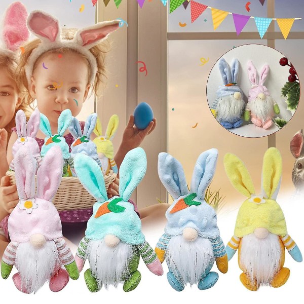 Ny påsk Ansiktslös Gnome Kanindocka Handgjord Återanvändbar heminredning Vårhängande kaninprydnader Barngåvor 18cm pink
