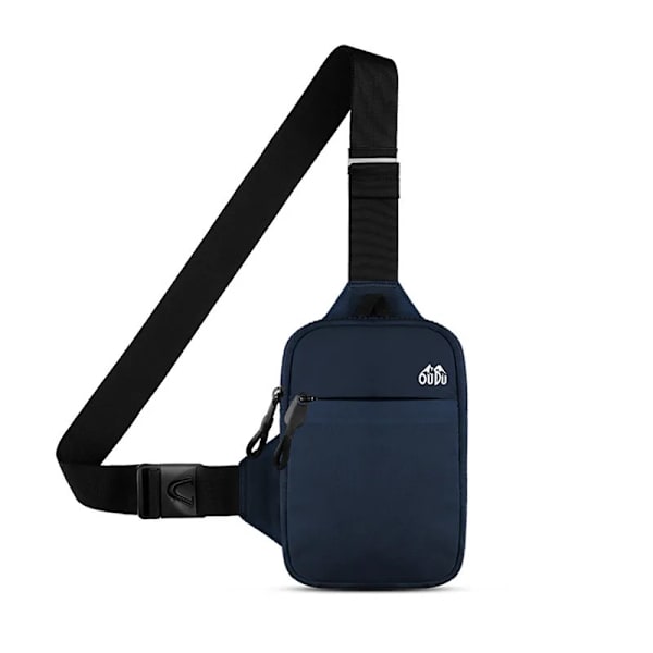 Casual Herr Axelväska Bröstväska Nylon Vattentät Utomhus Sport Löpning Cykling Bältesväska Stor Kapacitet Rese Telefonväska Navy blue