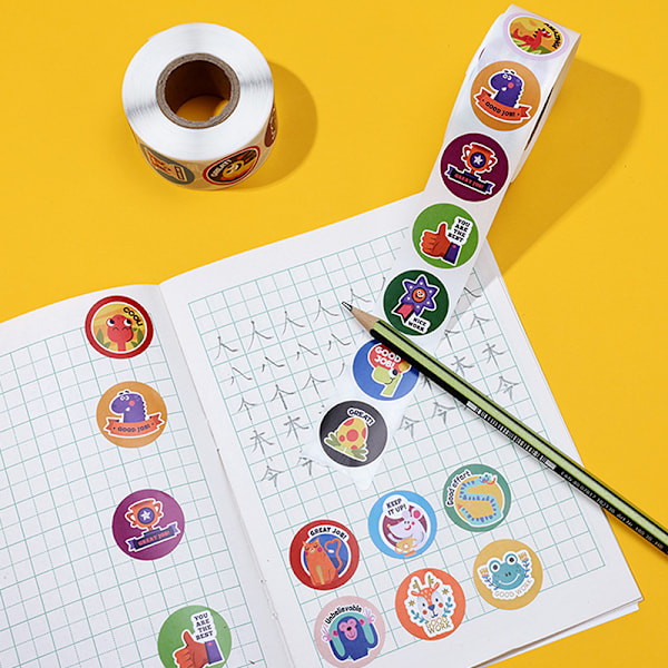 500 stk. 1 tommer/2,5 cm Dyre-Godt-Klaret Seje Stickers Rulle til Kuverter A5