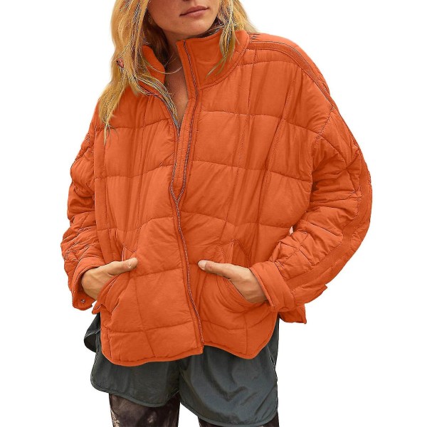 Damjacka för casual långärmad enfärgad kappa för skolkontorslounge dagligen Orange 2XL