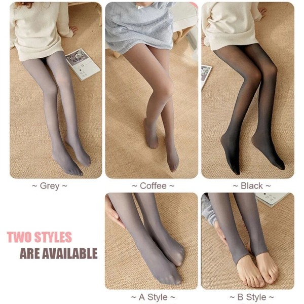 Vintervarma Leggings Dam Termobyxor Polar Tights Sockfodrade Byxor Sammetstights Hudfärgseffekt Hög Midja Ull Leggings Coffee full foot 80g Thin(no fleece)