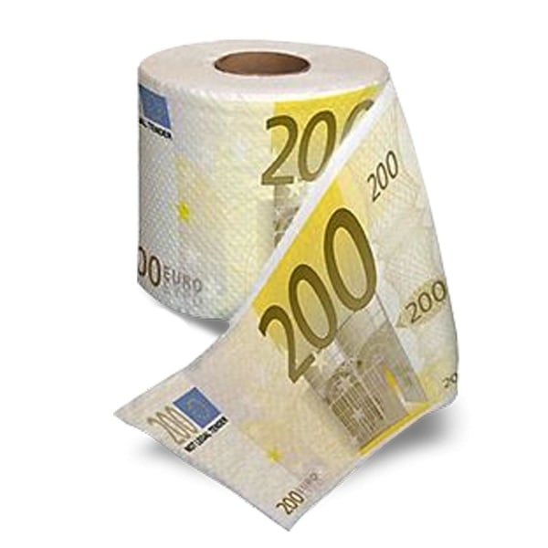Rulle toalettpapper 200 euro sedel