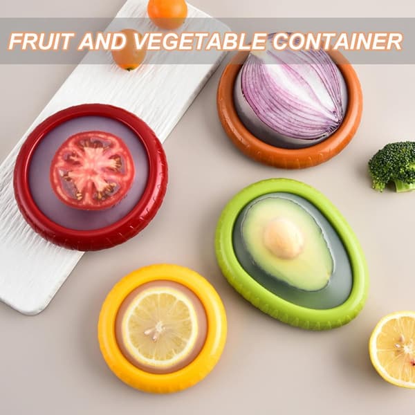 {YM}4-pack Silicone Fruit Storage Box Holder Keeps Vegetables, Fruits, and Meat Fresh