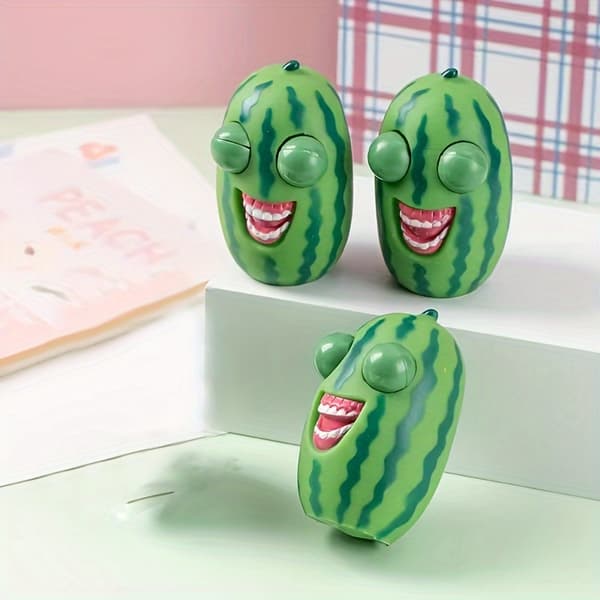 2D Fladt Design, Sjovt Squishy Vandmelon Legetøj Der Bringer Latter - Lavet af Holdbart Gummi Exploding eye watermelon