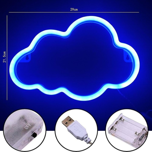 Cloud neonskyltar, led moln neonljus för väggdekor, batteridriven led molnskylt, molnljus neonskyltar för sovrum, sovsal, fest, födelsedag, Chr