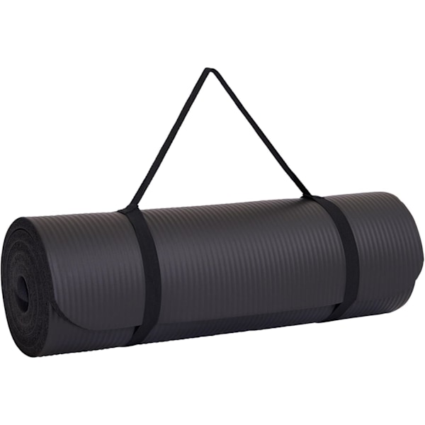 Yogamatta | Multifunktionell Extra Tjock Träningsmatta i Skum | Stretching, Styrketräning och Terapi – Pilates, Gymutrustning Black