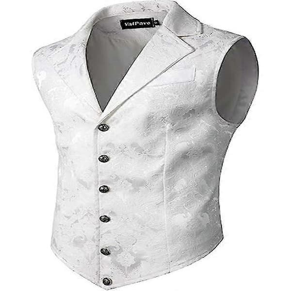 Viktoriansk vest til mænd, steampunk gotisk vest white 3XL