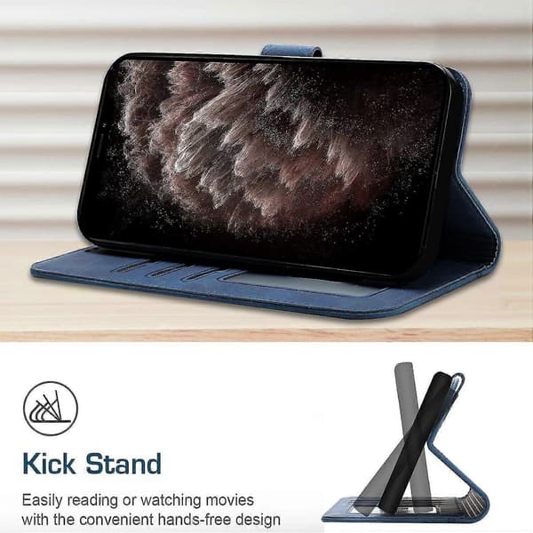 Magnetiskt läderfodral med flip-plånboksställfunktion för Blue Samsung Galaxy A6 2018