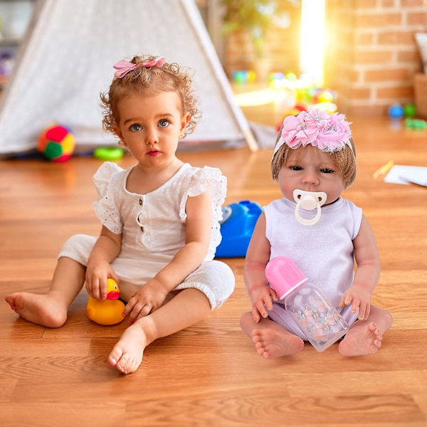 Gåvor Baby Plast Hänge Realistisk Verklighetstrogen Småbarn Bebisar Silikon 46cm Simuleringsflaska Med Kläder Nyfödd Docka boy