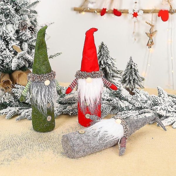 3-pack Festliga Jul Vinöverdrag Tomte För Jul Vinflasköverdrag, Juldekorationer Hemdekorationer, Jul Vinflaskpresenter