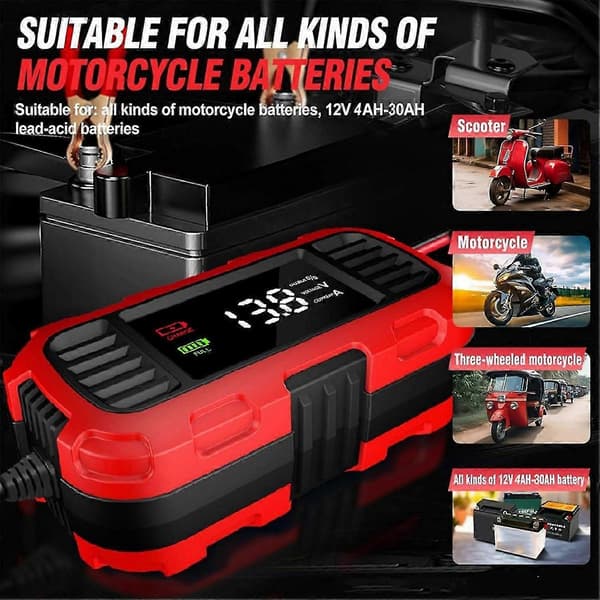 12V 2A Billaddare Digital Display Smart Batteriladdare Underhållsladdare