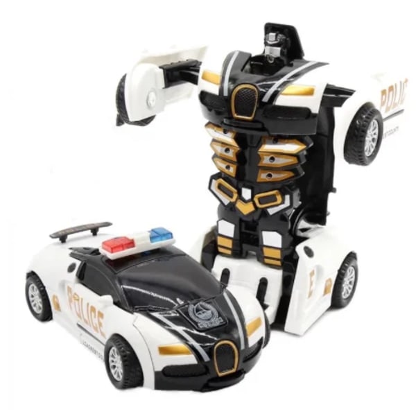 Mini 2 i 1 billeksaker Ennyckel Deformation Billeksaker Automatisk transformation Robotmodell bil Diecasts Leksak Pojkar Presenter Barnleksak B White Black