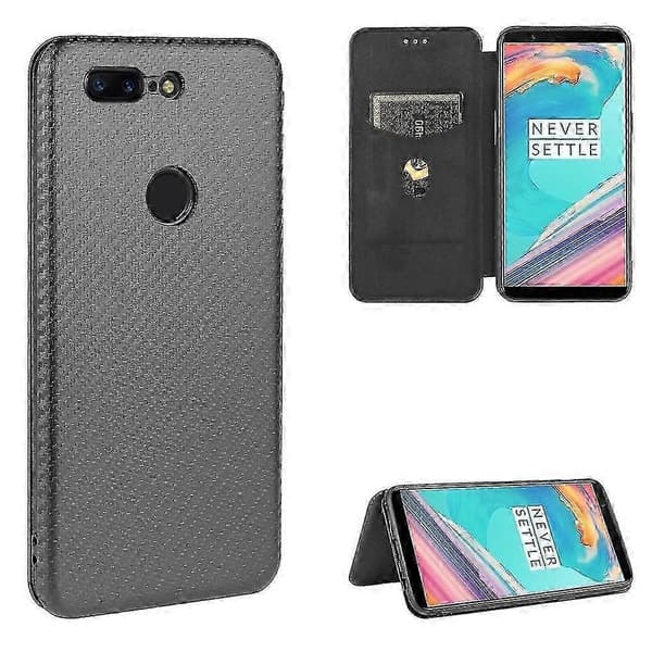Carbon Fiber Læder Etui til Oneplus 5t Black