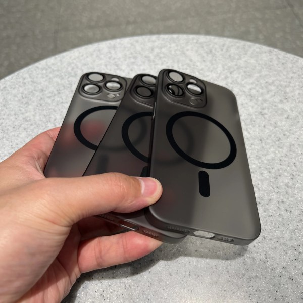 Ultratunt Matt Trådlöst Laddningsskal för iPhone 15 14 13 12 Pro Max Matt Genomskinligt Klart Hårt Magnetiskt Skal för Magsafe Black For iPhone 12 Pro