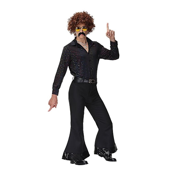 70-luvun discoasu miehille ja naisille, discohaalari disco-nukke Halloween-asu