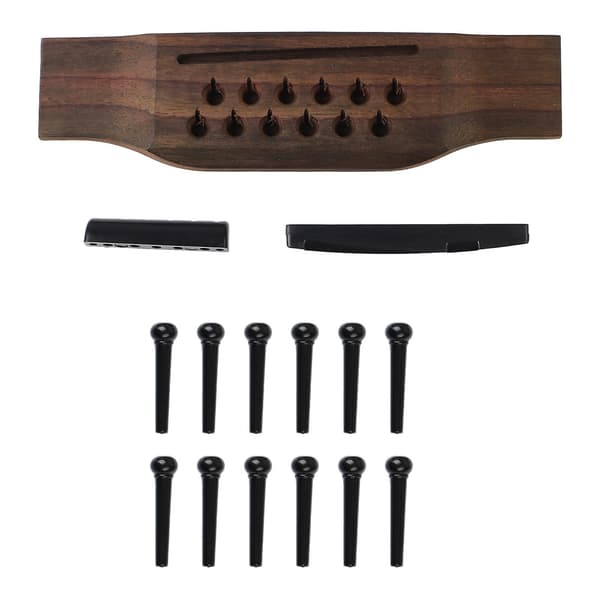 15st Set 12-strängad Gitarr Rosenträ Stall Gitarr Stall Sadel Svart Pinne för Ersättning