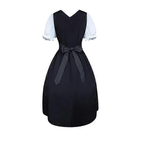 Dirndl til kvinder, 2 dele med forklæde og bluse, sort hvid klassisk stil XXL