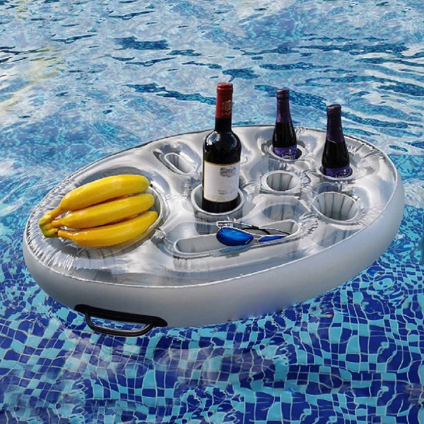 Summer Cup Uppblåsbart ölbord Pool Float Water | Uppblåsbara drycker Cooler Summer Black