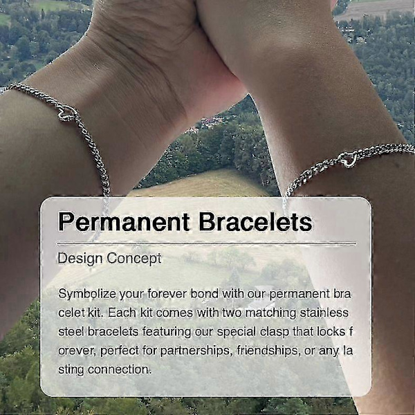 Permanent armbåndssæt, par-stil, rustfrit stål 925 sølvmateriale Silver