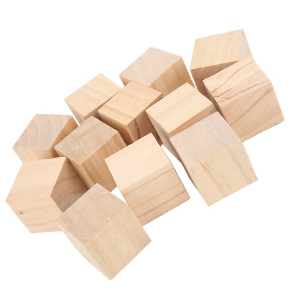 {YM}12-pack Unfinished Wood Blocks, Smooth Durable Solid Small Wood Cubes for Crafts DIY Home Decor