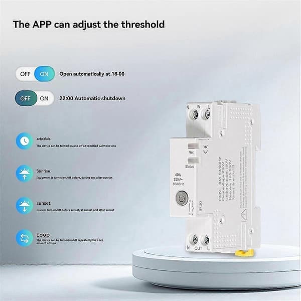 Tuya WiFi Smart Strømafbryder 40A Elektricitetsmonitor V0 Brandsikker