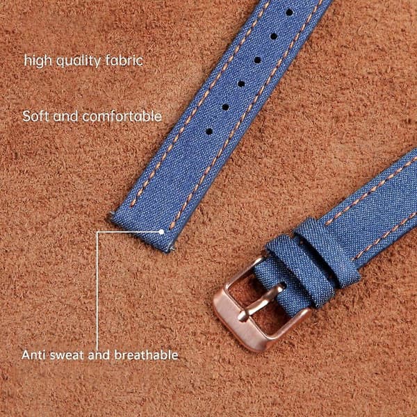 För Garmin Lily 2 Linne Läder Armband Justerbart Klockarmbandsbyte Multicolor Baby Blue