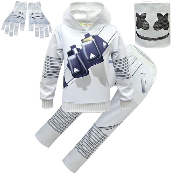 DJ elektronisk musik Marshmello tröja i samma stil som Marshmello kostymdräkt+vanlig huva+handskar suit+ordinary hood+gloves 140cm