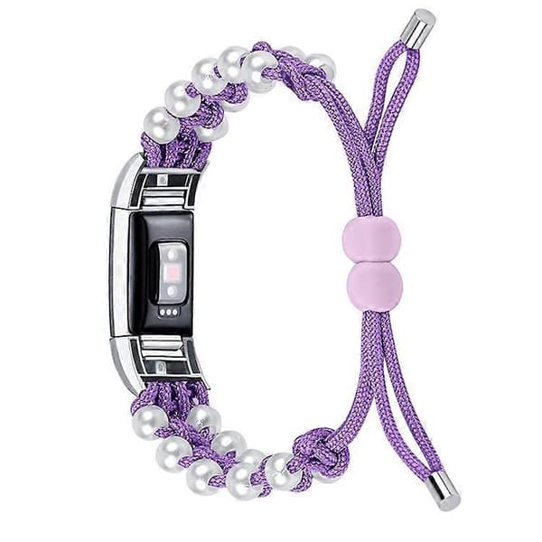 Kompatibelt med Fitbit Charge 2/Charge 2 HR Pärla+Nylon Väv Justerbart Armbandsbyte Purple