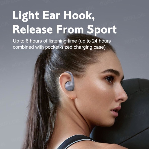 Bluetooth 5.0 Sports Active Noise Cancelling TWS-hörlurar Vattentäta trådlösa hörlurar med LED-skärm