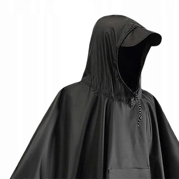 Multifunksjonell regnponcho med hette og lomme. Lettvekt.