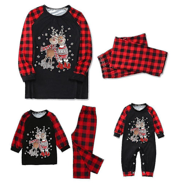 Nytt Sött Familj Jul Matchande Pyjamas Set Jul Vuxna Barn Baby Pyjamas Älg Hjort Familj Men M