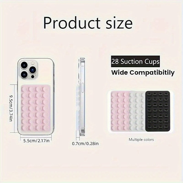 Dubbelsidig silikon sugpropp biltelefonhållare för iPhone/Android Black