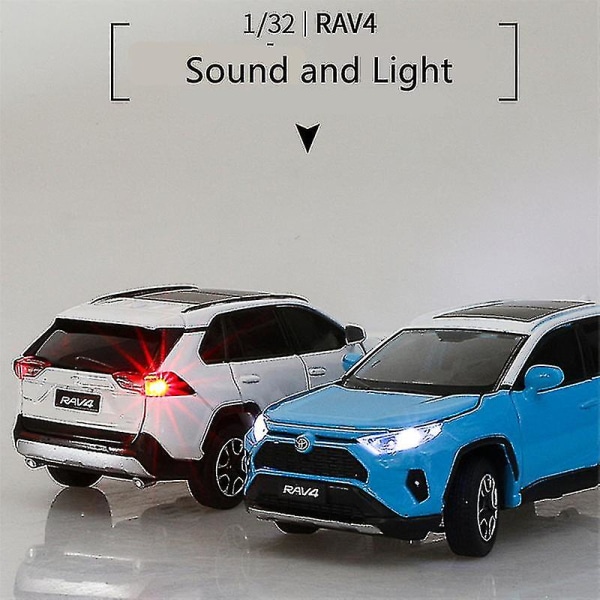 1:32 Toyota Rav4 Suv Legering Bilmodell Diecasts Metallleksaksfordon Bilmodell Simulering Ljud Ljussamling Barnleksakspresent Blue