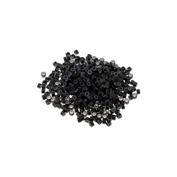 500 Silikon Micro Ring Länk Curl Pärla Fjäder Hårförlängningsverktyg Svart Black