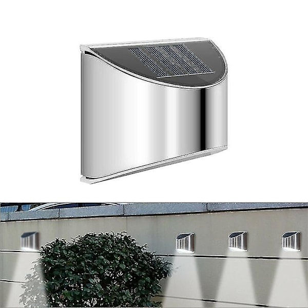 4 stk. Supersterke solcelledrevne LED dør-gjerde vegglamper utendørs hagelampe Warm White 2PCS