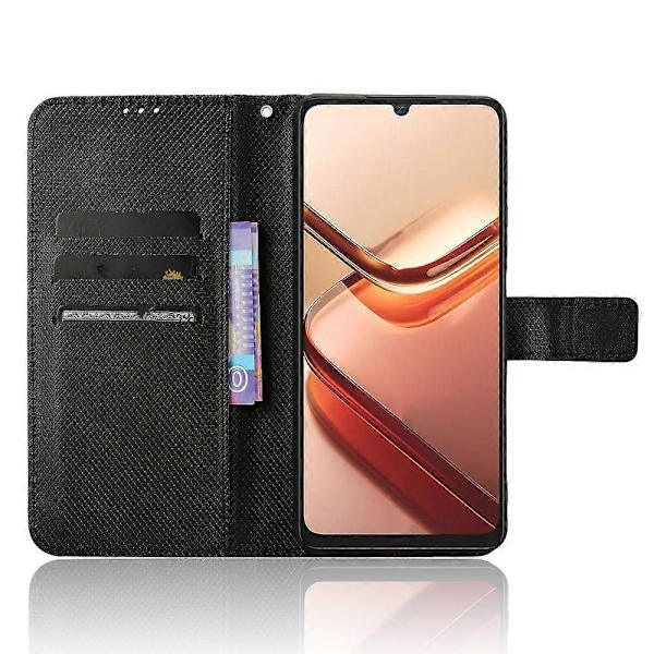 Mobilskal i läder med diamantstruktur Black For Doogee Note 58 / Note 58 Pro