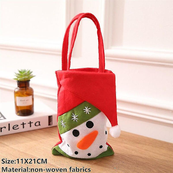 Navidad 2023 Santa Sekker Godteri Håndtak Snøring Gavepose Juledekorasjoner For Hjem Nyttår 2023 Juletre Ornament Dekor 25-Snowman Red