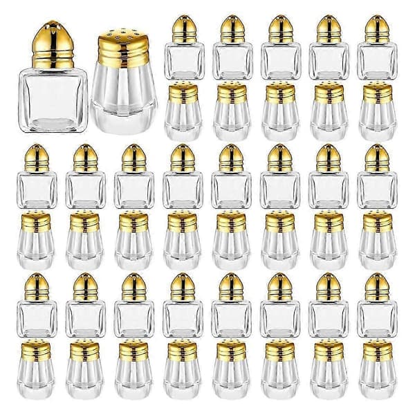Mini Salt- og pepperstrøere, klare krydderstrøere, små krydderstrøere, transparente krydderstrøere, sølv Gold