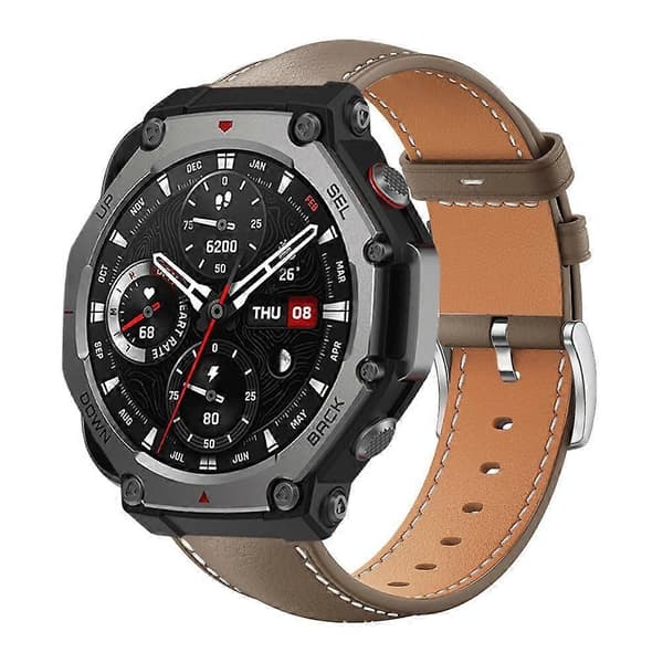 Läderarmband Kompatibelt med Amazfit T-Rex 3 22mm Light grey