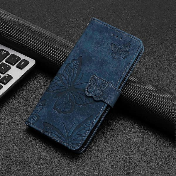 Fodral för Samsung Galaxy S21 FE 5G Flip Folio-skydd med fjäril E... Blue