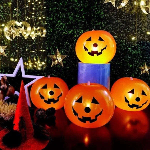 5 st led ljus ballong latex pumpa ballonger Halloween festdekorationer för hem Halloween pumpa dekoration utomhus inomhus 5 st